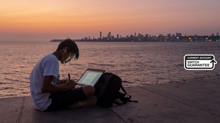 student on phone